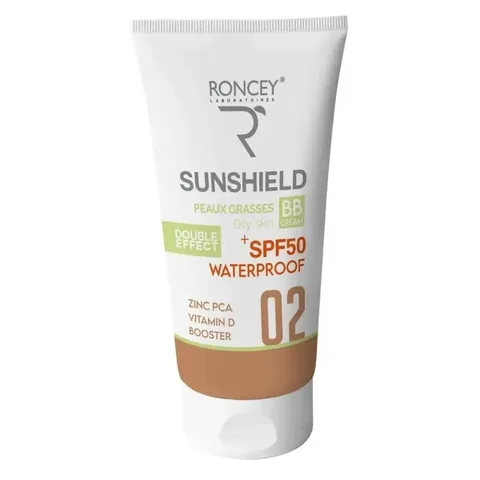 Roncey Écran Sunshield Waterproof Peau Grasse SPF50+ Teinté 02 50 ml