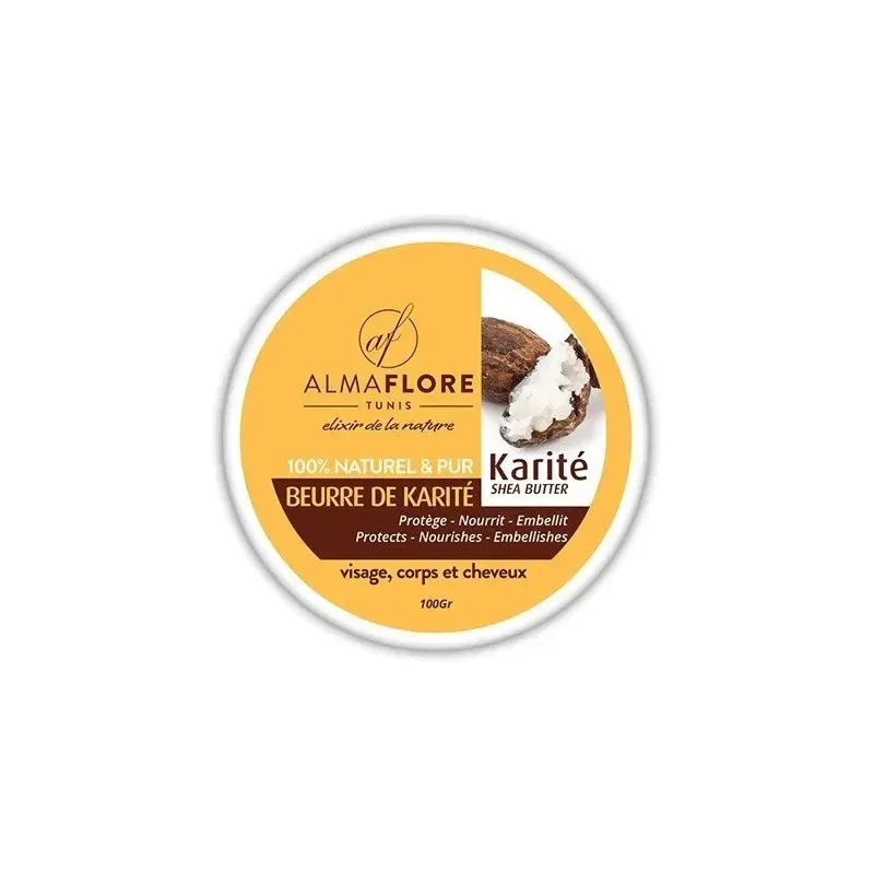 ALMAFLORE Beurre de Karite Pure 100% Naturel 100 g