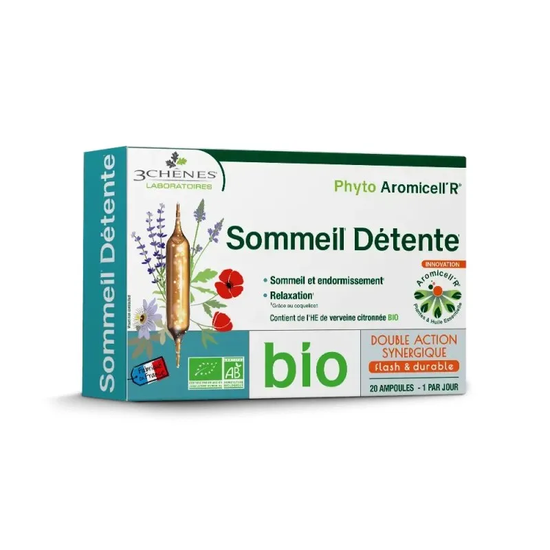 3 CHENES Phyto aromicell'r Sommeil Detente Bio 20 Ampoules