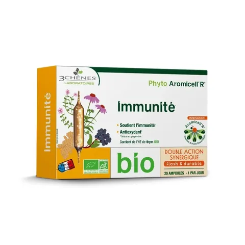 3 CHENES Phyto aromcell'r Immunité Bio 20 Ampoules