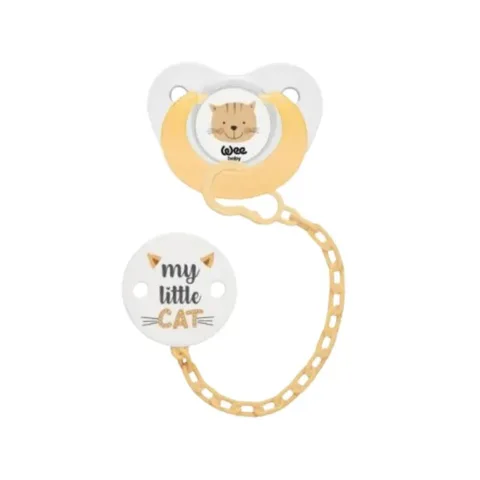 WEE BABY Sucette avec Chaine Jaune 0-6m