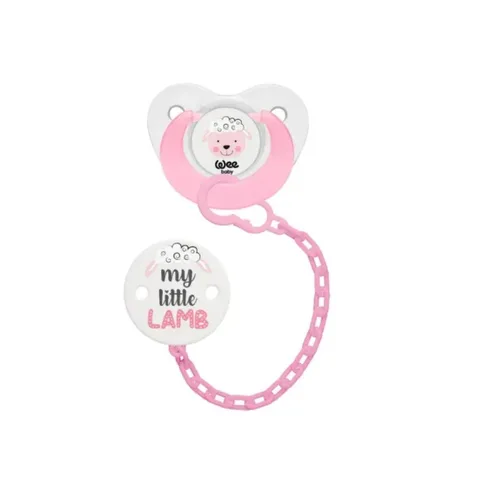 WEE BABY Sucette avec Chaine Rose 6-18m