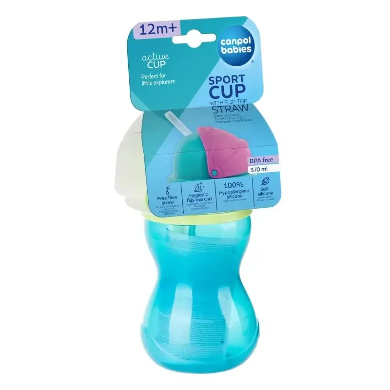 CANPOL BABIES Tasse Sport avec Paille Retractable 12m+ 370 ml 56/113