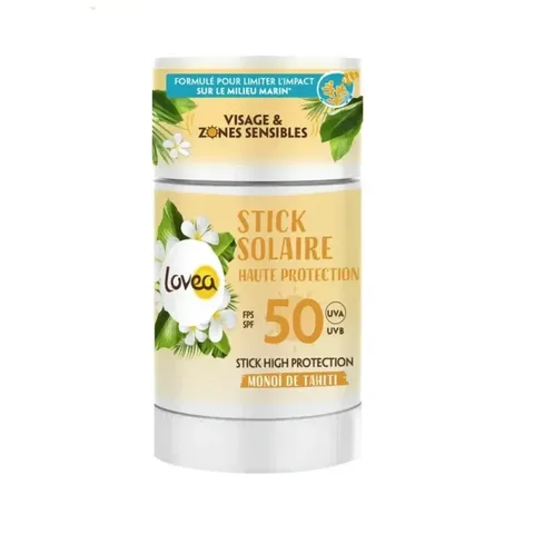 LOVEA Stick Solaire Visage & Zones Sensibles Monoi de Tahiti Haute Protection SPF50 40 g