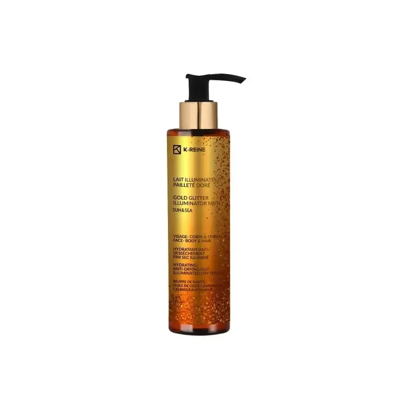 K-REINE Lait Illuminateur Paillete Dore Visage Corps et Cheveux SPF10 150 ml