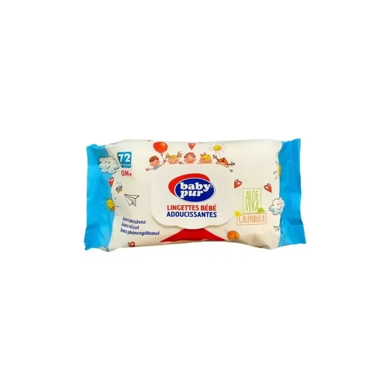 BABY PUR Lingettes Bébé Adoucissantes 0m+ 72 Pièces