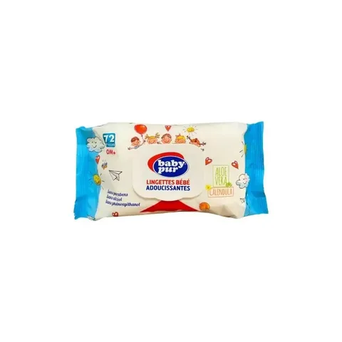 BABY PUR Lingettes Bébé Adoucissantes 0m+ 72 Pièces