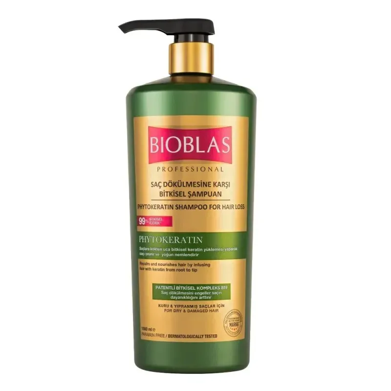 BIOBLAS Shampooing Phytokératine Cheveux Secs et Abîmés 1 l