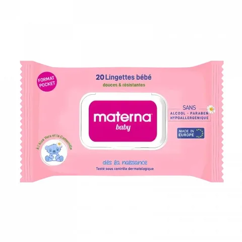 MATERNA Baby Lingettes Boite de 20 Rose