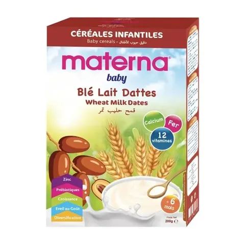 MATERNA Céréales Blé Lait Dattes 200 g