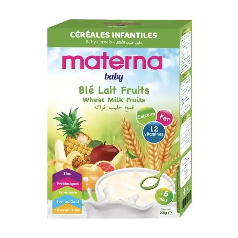 MATERNA Céréales Blé Lait 5 Fruits 200 g