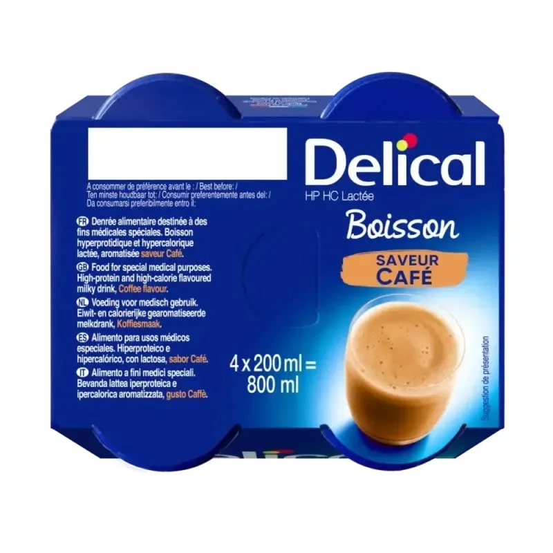 DELICAL Boisson Hp Hc Lactée Saveur Café 4 x 200 ml — photo 2