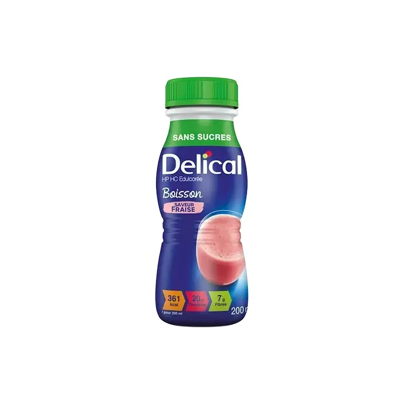DELICAL Boisson Hp Hc sans Sucres Saveur Fraise 200 ml