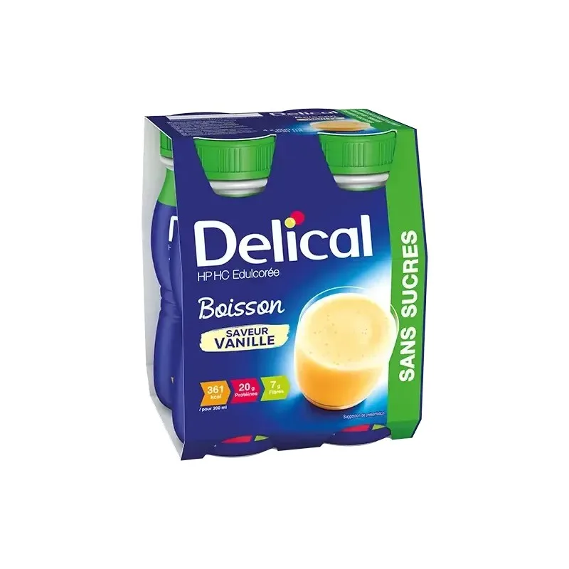 DELICAL Boisson Hp Hc sans Sucres Saveur Vanille 4 x 200 ml