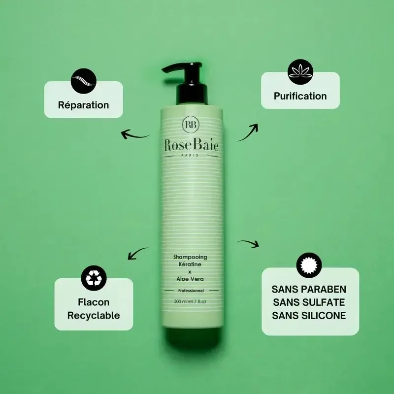 ROSEBAIE Shampoing Keratine x Aloe Vera 500 ml — photo 2