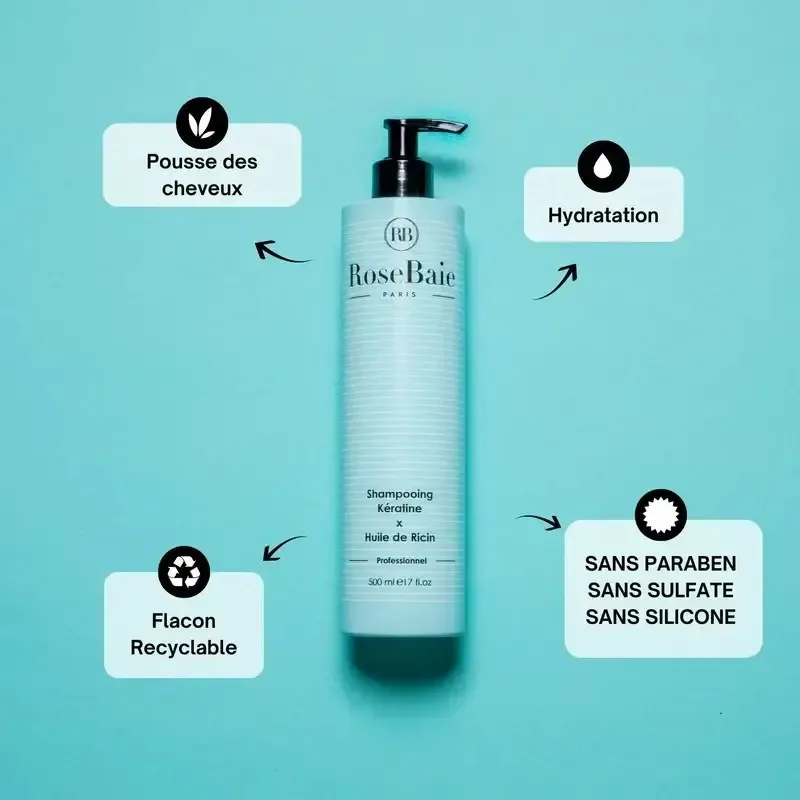 ROSEBAIE Shampoing Huile de Ricin x Keratine 500 ml — photo 2
