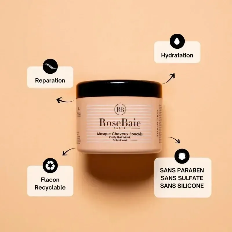 ROSEBAIE Masque Cheveux Boucles W Huile Davocat 500 ml — photo 2