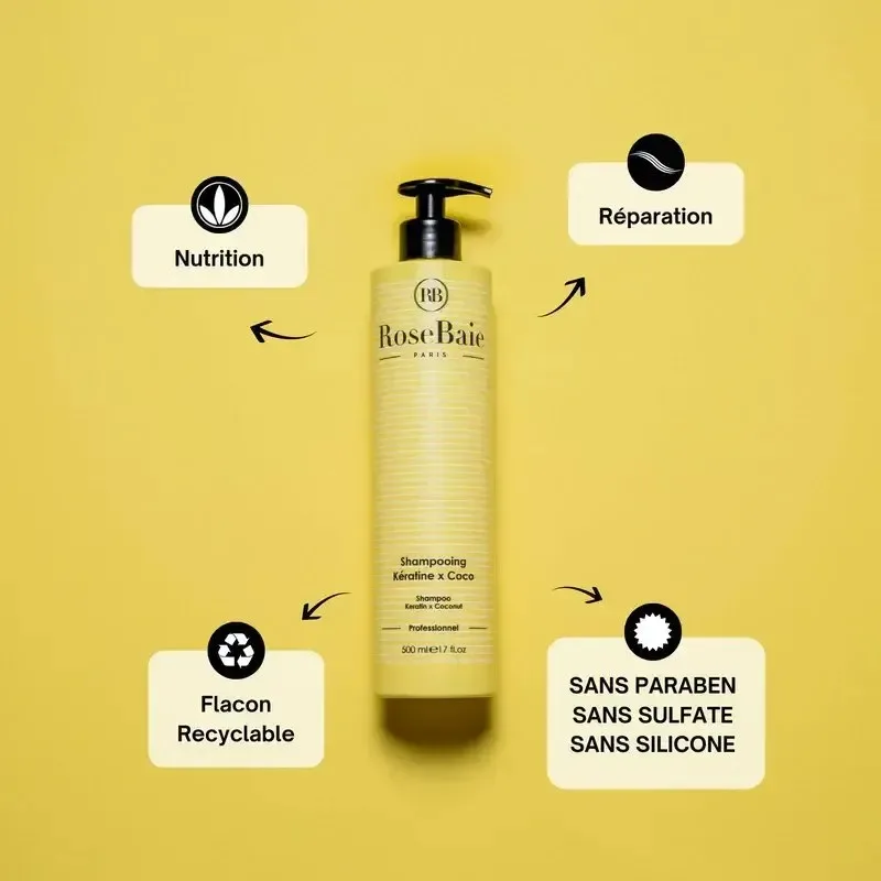 ROSEBAIE Shampoing Keratine x Huile de Coco 500 ml — photo 2