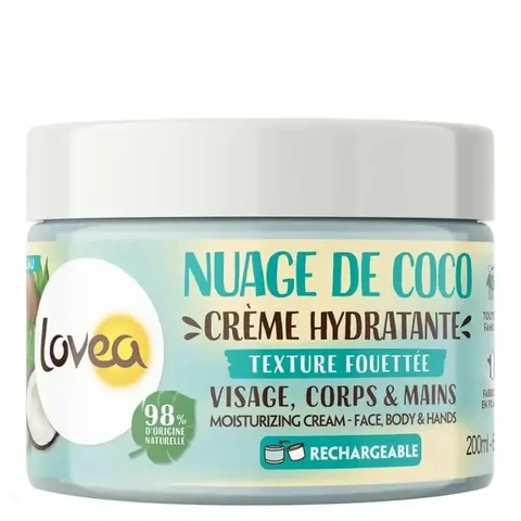 LOVEA Crème Hydratante Visage Corps et Mains Nuage de Coco 200 ml