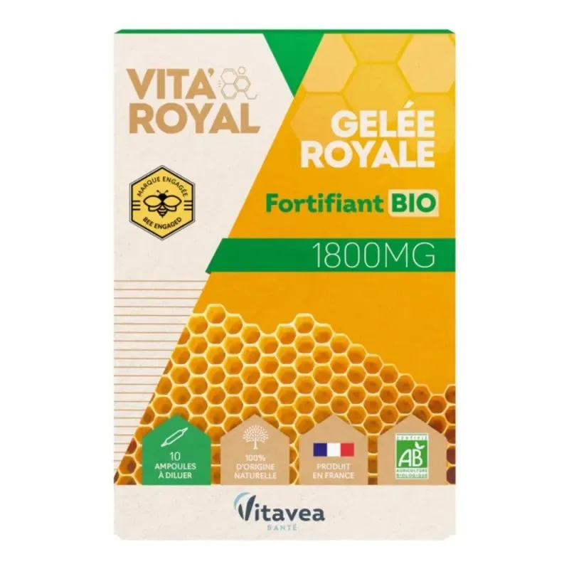 VITAVEA Gelée Royale Fortifiant Bio 1800 mg 10 Ampoules