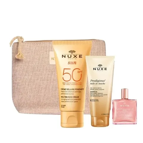 NUXE Trousse Sun Crème Fondante SPF50+ 50ml+prodigieux Huile de Douche 30 ml (offert)+huile Prodigieuse Or Florale 10 ml (offert)