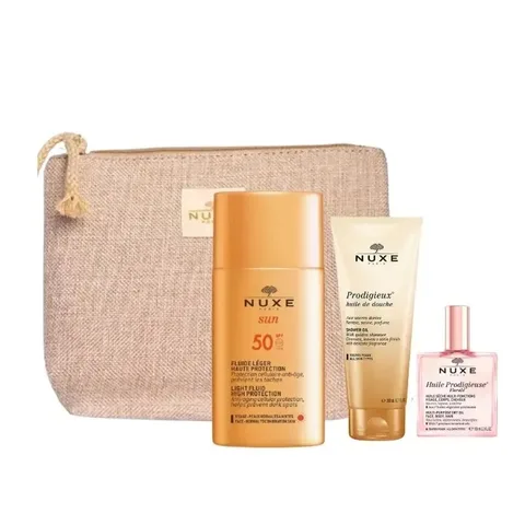 NUXE Trousse Fluide Léger SPF50+ 50ml+prodigieux Huile de Douche 30 ml (offert)+huile Prodigieuse Florale 10 ml (offert)