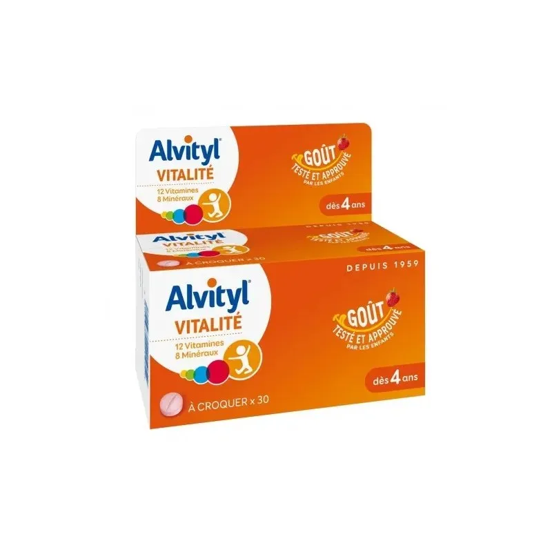 ALVITYL Vitalite à Croquer Gout Fraise 30 Comprimes