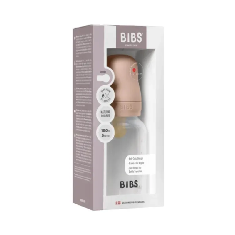 BIBS Biberon Bottle Latex Slow Flow Blush 0m+ 150 ml
