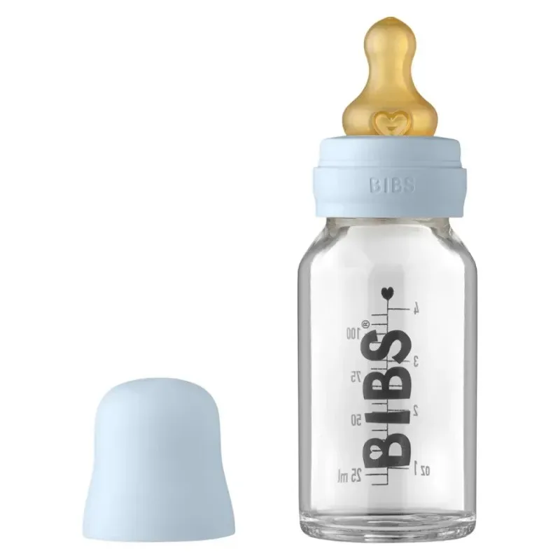 BIBS Biberon en Verre Baby Blue Set Complet 0m+ 110 ml
