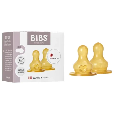 BIBS 2 Tétines Rondes Latex Biberon à Debit Lent 0m+