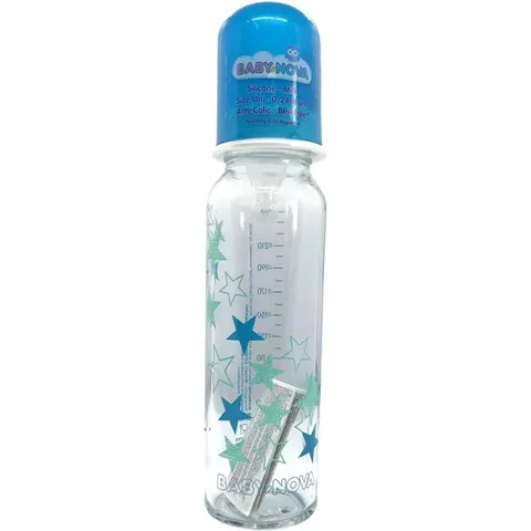 BABY NOVA Biberon en Verre 240 ml Decore 0-24 Mois