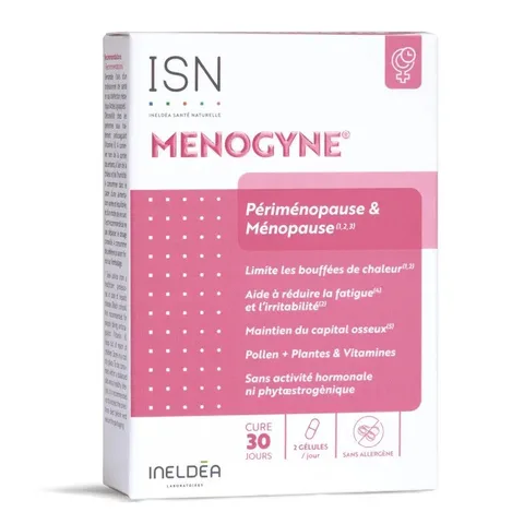 Isn Menogyne® Pré-Ménopause et Ménopause 60 Gélules Végétales