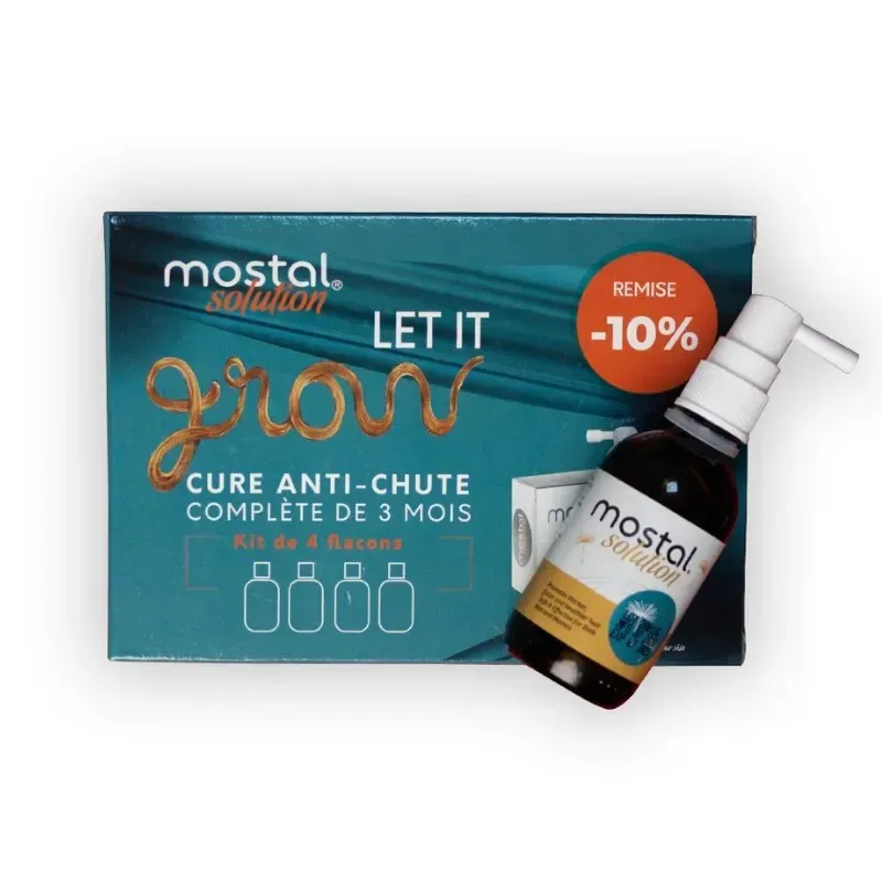 Mostal Kit de 4 Flacons Solution Capillaire Anti-Chute 4 x 50 ml