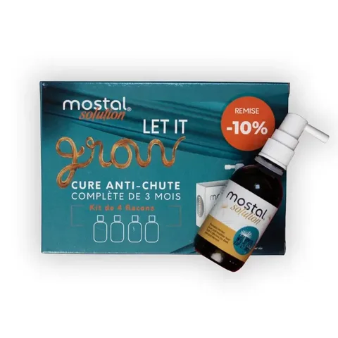 Mostal Kit de 4 Flacons Solution Capillaire Anti-Chute 4 x 50 ml