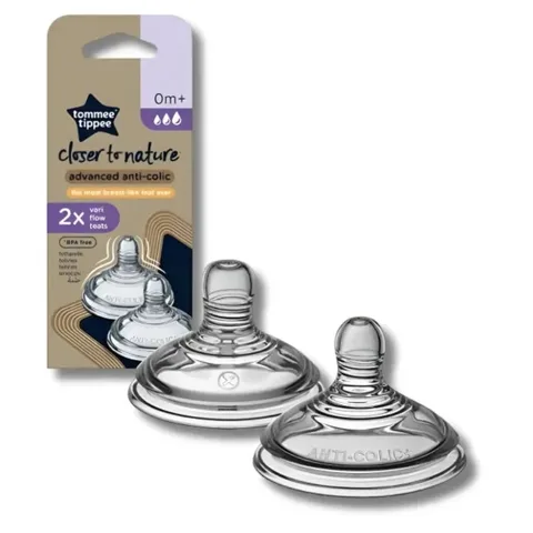 TOMMEE TIPPEE Lot de 2 Tétines Anti-Coliques Avancé Débit Variable 0 Mois+