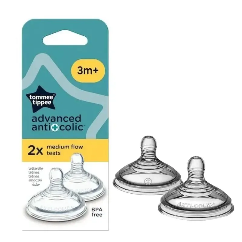 TOMMEE TIPPEE Lot de 2 Tétines Anti-Coliques Avancé Débit Moyen 3 Mois+