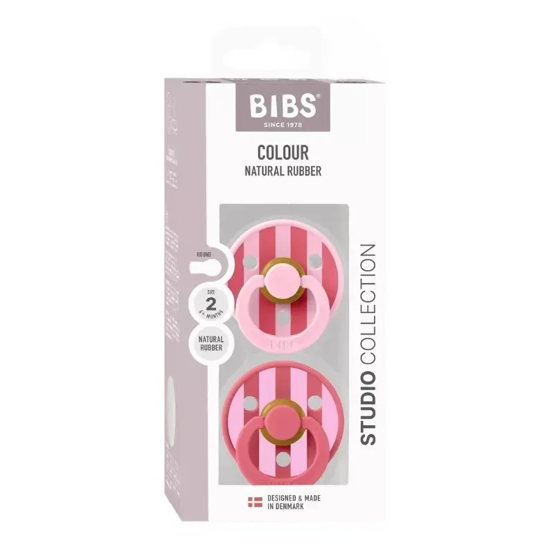 BIBS 2 Sucettes Colour Natural Block Pink Coral Mix Taille 2 6 mois+