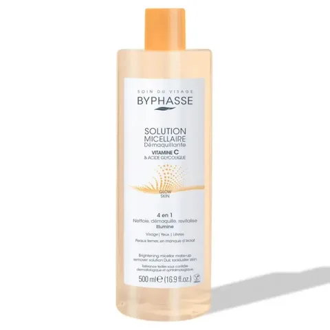 BYPHASSE Solution Micellaire Démaquillante Vitamine C et Acide Glycolique 500 ml