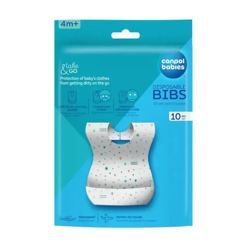 CANPOL BABIES Bavoirs Jetables Imperméables avec Poche Lot de 10