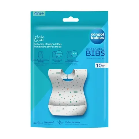 CANPOL BABIES Bavoirs Jetables Imperméables avec Poche Lot de 10