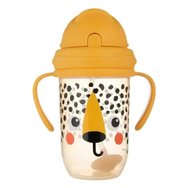 CANPOL BABIES Gobelet Anti-Fuites avec Paille Lestée Motif Guépard 270 ml