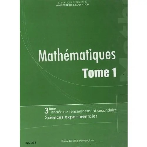 Manuel de mathématiques — 3ème année secondaire (Sciences exp. — Tome 1) · CNP